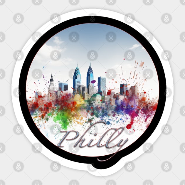 Philadelphi Skyline Sticker by Urban Archeology Shop Gallery